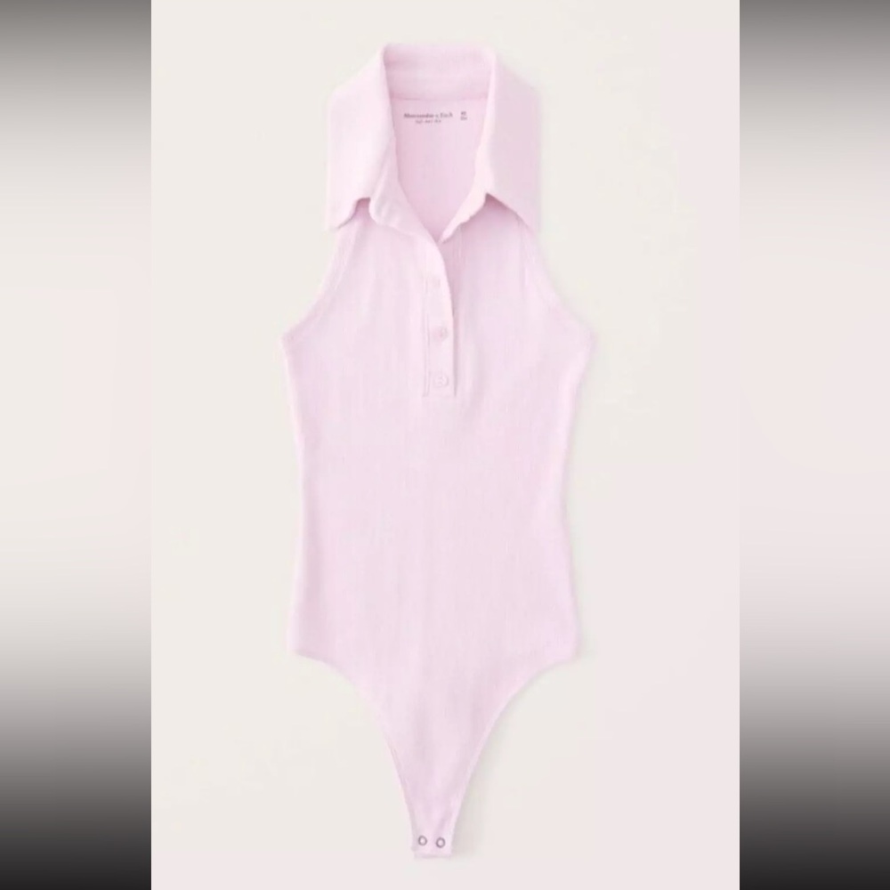 Abercrombie & Fitch Women’s Bodysuit Soft A&F Ribbed Sleeveless Polo Pink Size M